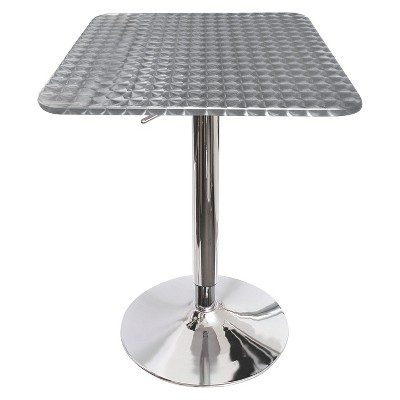 Adjustable Chrome Square Bar Height Table with Swirl Pattern