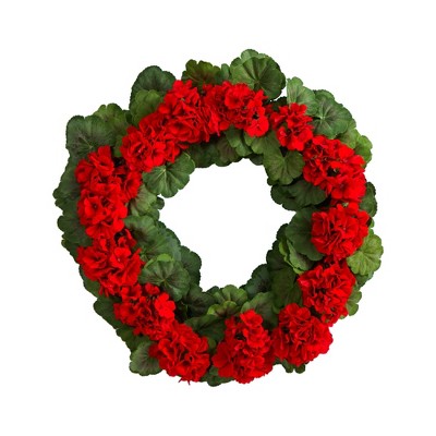 Nearly Natural 26” Geranium Artificial Wreath