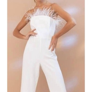 Women's Tube Front Feather Jumpsuit - Blue B L - 1 of 4
