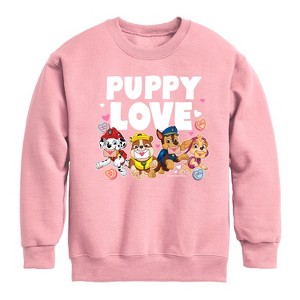 Boys' - Paw Patrol - Puppy Luv Graphic Long Sleeve Fleece Sweatshirt - 1 of 4