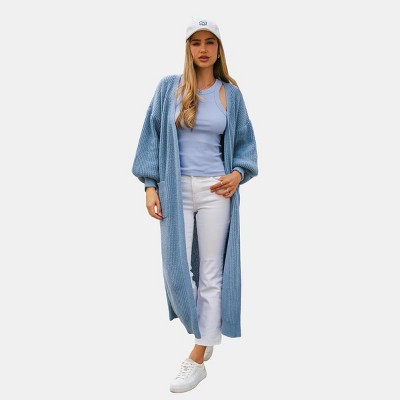 Women's Blue Gigot Sleeve Open-Front Cardigan - Cupshe