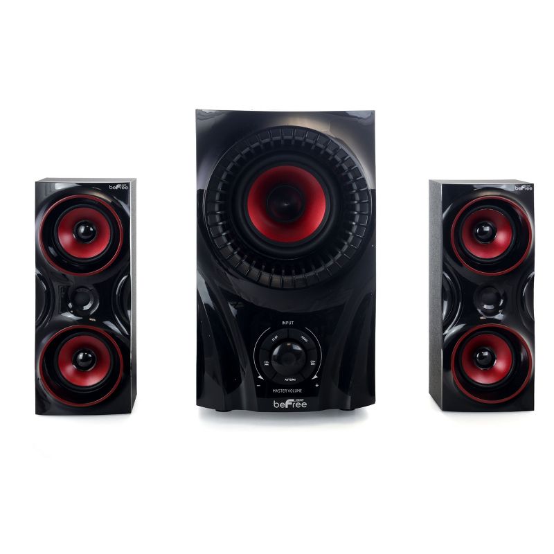 beFree Sound 2.1 Channel Bluetooth Surround Sound Speaker System in Red, 3 of 8