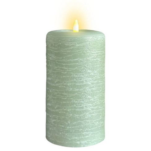 LumiPur 4"x8" Signature Natural Glow Flameless Wax Pillar LED Candle Sage Green - image 1 of 4