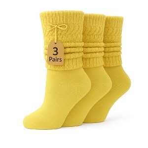 Women’s Lightweight Cotton Slouch Socks Over-the-Calf Knee-High Scrunch Socks 3 Pairs Shoe Size 5-10 - 1 of 3