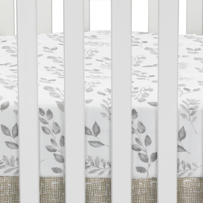 Lambs & Ivy Painted Forest Cotton Fitted Crib Sheet - Gray, White, Outdoors, 2 of 5