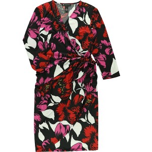 I.N.C International Concepts Womens Faux Wrap Floral Sheath Dress, Multicoloured, Small - 1 of 1