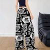 Clotth Women's Graphic Baggy Pants Drawstring High Waisted Baggy Sweatpants with Pocket Streetwear Street Print Loose Casual Wide-leg Pants, Black - 4 of 4