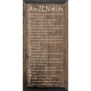 Slickblue Rustic Wall Sign – A to ZEN of Life Quote – Mindfulness & Motivation Wood Decor – 9x18 Inches, Color Options - 1 of 3