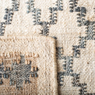 Ivory and Gray Handwoven Kilim 4' x 6' Area Rug