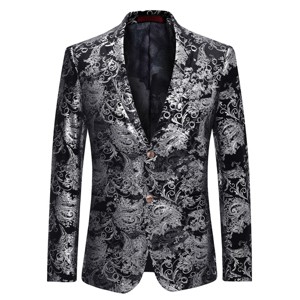 Cloudstyle Men's Dress Floral Suit Notched Lapel Slim Fit Stylish Blazer Dress Suit - 1 of 4