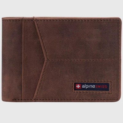 Alpine Swiss Delaney Men’s RFID Blocking Slimfold Wallet Thin Bifold Cowhide Leather Comes in Gift Box