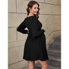 Maternity Dress Lantern Sleeve Crew Neck Tunic A-Line Swing Knit Dress Casual Loose Winter Pullover Sweater Midi Dresses - 3 of 4