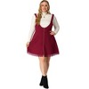 Agnes Orinda Women's Plus Size Fashion A-Line Zipper Solid Lace Trim Mini Suspender Skirt - 3 of 4