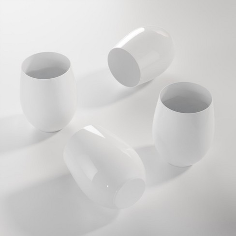 Trendables 12 Oz Plastic Stemless Wine Glasses Disposable White Plastic Wine Cups- 24 Count : Target