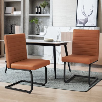 PAGED Modern Dining Chairs Set of 2 Upholstered Dining Room Chairs Armless Chair with Metal Legs for Living Room, Kitchen