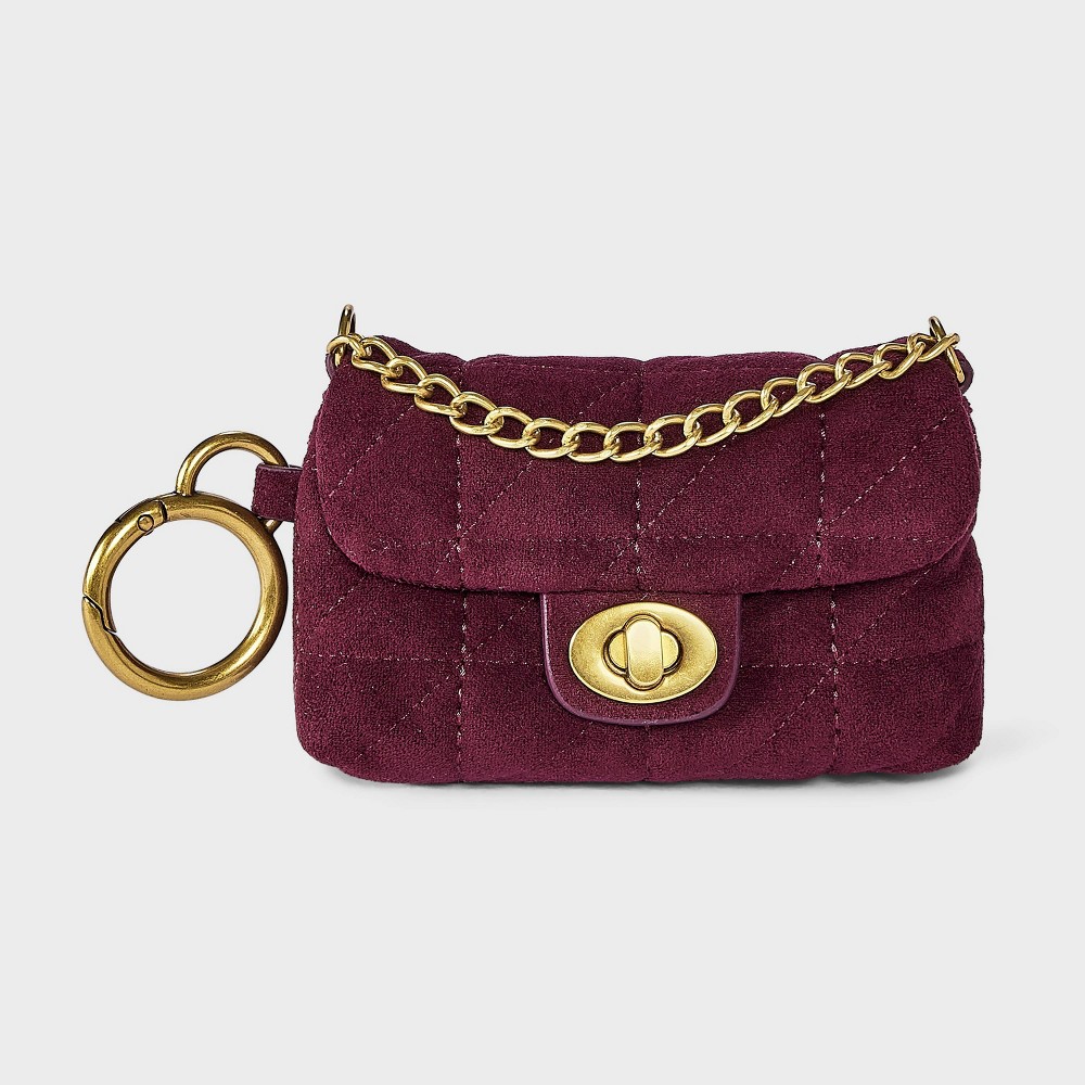 Quilted Turn Lock Clip On Pouch Bag Charm - A New Day™ Dark Red