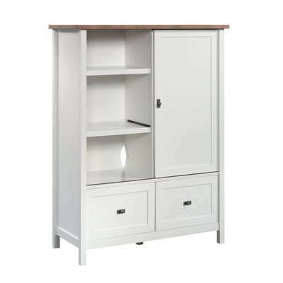 Cottage Road Storage Cabinet with File Drawers White - Sauder: Adjustable Shelves, MDF Frame