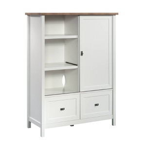 Cottage Road Storage Cabinet with File Drawers White - Sauder: Adjustable Shelves, MDF Frame - 1 of 4