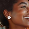 Ross-Simons Italian Mother-Of-Pearl and .40 ct. t.w. CZ Flower Earrings in Sterling Silver - 2 of 4