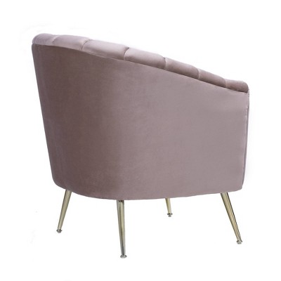 Rosemont Blush Velvet Barrel Accent Chair with Gold Legs