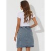 Allegra K Women's Elastic Back Short Button Down Denim Skirts with Pockets - 4 of 4