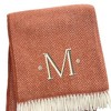 HomeRoots 55" X 70" Terra Cotta And White Herringbone Cotton Blend M Initial Throw Blanket with Tassels And Embroidery - 4 of 4