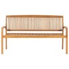 vidaXL Stacking Patio Bench with Cushion 62.6" Solid Teak Wood - 3 of 4