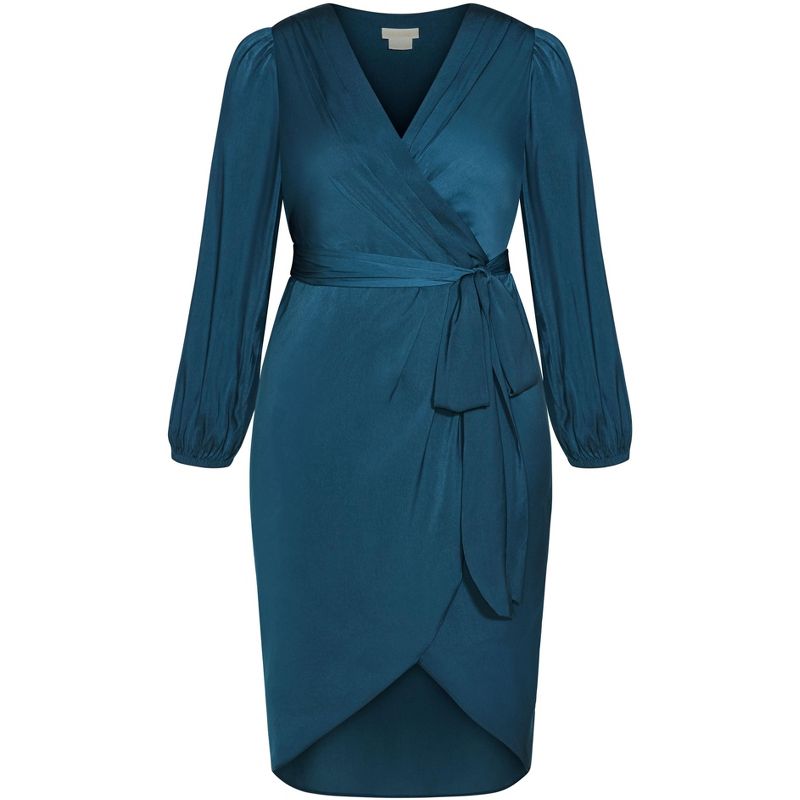 Women's Plus Size Opulent Elbow Sleeve Dress - teal | CITY CHIC, 4 of 7