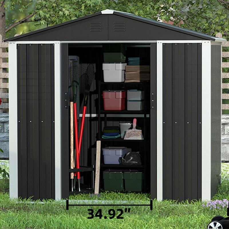 AOBABO Metal 6' x 4' Outdoor Utility Tool Storage Shed with Roof Slope Design, Door and Lock for Backyards, Gardens, Patios and Lawns, Black, 6 of 9
