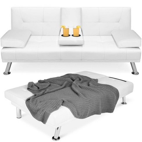 Best Choice Products Modern Linen Convertible Futon Sofa Bed W/ Removable  Armrests, Metal Legs, Cupholders - Gray : Target