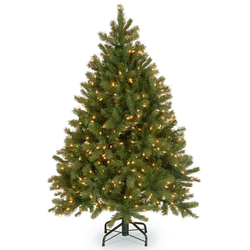 National Tree Company 4.5 ft Pre-Lit 'Feel Real' Artificial Full Downswept Christmas Tree, Green, Douglas Fir, Dual Color LED Lights, PowerConnect, 1 of 8