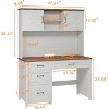 67" H Executive Desk with Hutch, 4 Drawers and LED Light, Computer Desk with Charging Station - 2 of 4