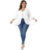 Women's Plus Size Eyelet Open Front 3/4 Sleeve Draped Ruffle Netted Knit Casual Cardigans - Agnes Orinda - 3 of 4