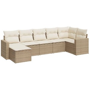 vidaXL 8 Piece Patio Sofa Set with Cushions Poly Rattan - 1 of 4