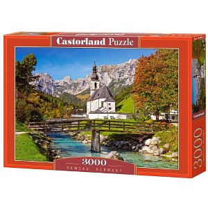 3000 Piece Jigsaw Puzzle, Ramsau, Germany, Church, Mountain river, Bavarian Alps, Landscape, Adult Puzzle, Castorland C-300464-2 - 1 of 4