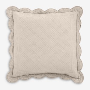 BrylaneHome 100% Cotton Florence Euro Sham - Euro, Ecru - 1 of 1
