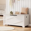 39.4" Storage Chest, Wooden Storage Bench with Safety Hinge, Easy Assembly, Farmhouse Style Large Toy Chest for Entryway, Living Room, Bedroom - 2 of 4