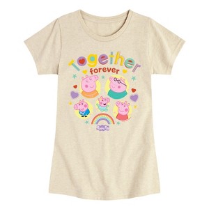 Girls' - Peppa Pig - Together Forever Fitted Short Sleeve Graphic T-Shirt - 1 of 3