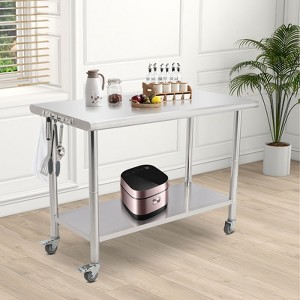 Stainless Steel Prep Table 48x24 Inch, NSF Certified Kitchen Work Table with Adjustable Undershelf, Heavy Duty & Rustproof for Restaurants, Bakeries - 1 of 4