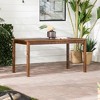 Gulches Contemporary Slat-Top Acacia Wood Outdoor Dining Table, Dark Brown - 3 of 4