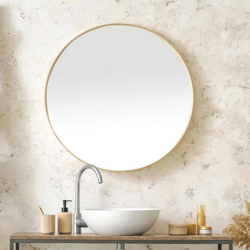 Colt 48" Circle Metal Frame Large Circle Wall Mounted Mirror -The Pop Home, 1 of 9