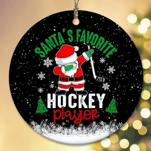 Lomsoe Christmas Ornament Santa's Favorite Hockey Player Ceramic Ornament Tree Decor Gift Christmas Tree Ornament Christmas Decor Christmas Gift - 1 of 1