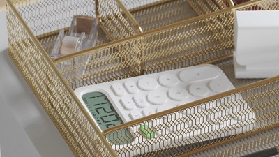 Gold Mesh Metal 6 Compartment Desk Drawer Organizer