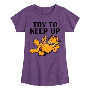 Girls' - Garfield - Try To Keep Up Fitted Short Sleeve Graphic T-Shirt - 1 of 4