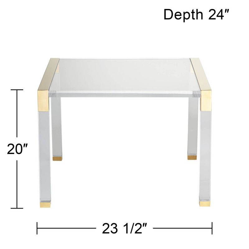 55 Downing Street Hanna Modern Cast Acrylic Accent Side End Table 23 1/2" x 24" Clear Gold for Living Family Room Bedroom Bedside Entryway Office Home, 4 of 9