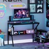 Costway Home Office Desk with Monitor Stand, Open Shelf & Metal Frame, Earphone Hook White/Brown/Black/Pink - 2 of 4