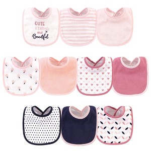 Hudson Baby Infant Girl Cotton and Polyester Bibs 10pk, Cute, Kind And Beautiful, One Size - 1 of 4