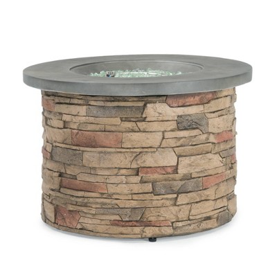 Sage 35"x35" Round Outdoor Fire Table - Stone - Sego Lily