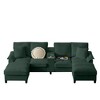 120" Modular Corduroy Sectional Sofa Bed U-Shape 4-Seater Storage Chaise Console Cup Holders Hardwood Frame Living Room Apartment Lounge - 2 of 4