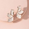 Stainless Steel Flower Petal Dangle Earrings - Unique Statement Earrings for Women, Hypoallergenic Gift Jewelry - 3 of 4